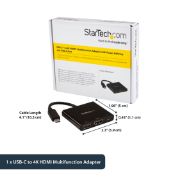 Image de StarTech.com Adaptateur multifonction USB-C vers HDMI 4K avec USB Power Delivery et port USB-A (CDP2HDUACP)