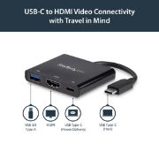 Image de StarTech.com Adaptateur multifonction USB-C vers HDMI 4K avec USB Power Delivery et port USB-A (CDP2HDUACP)