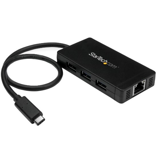 Image de StarTech.com Hub USB-C à 3 ports avec Gigabit Ethernet - USB-C vers 3x USB-A - USB 3.0 - 5Gbps - Adaptateur d'alimentation inclus (HB30C3A1GE)