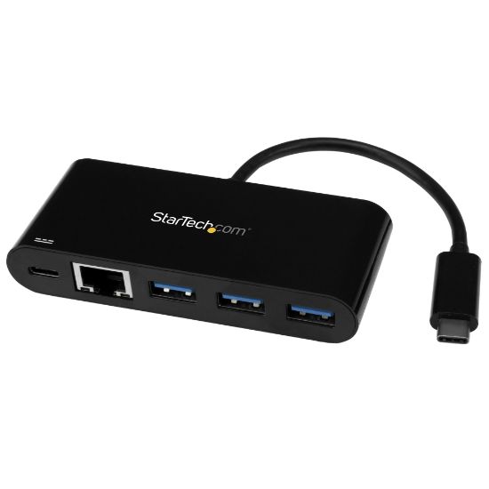 Image de StarTech.com Adaptateur USB-C vers Gigabit Ethernet avec hub USB 3.0 à 3 ports et USB Power Delivery (US1GC303APD)