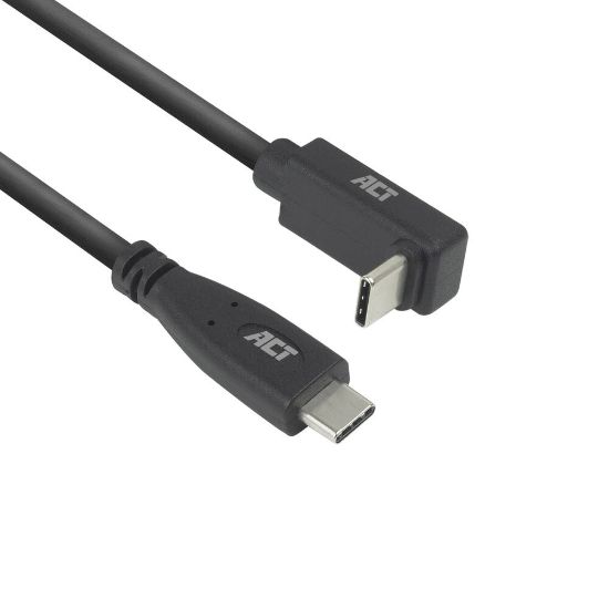 Image de ACT Câble USB 3.0 10 Gbit/s 60 W USB Type-C (droit) vers USB Type-C (coudé vers le haut/bas), 2 mètre (AC7472)