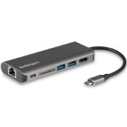 Image de StarTech.com Adaptateur Multiport USB C, Station d'Accueil USB-C Portable vers HDMI 4K, Hub USB 3.0 2 pts, SD/SDHC, GbE, 60W PD Pass-Through - USB Type-C/Thunderbolt 3 - REMP ... (DKT30CSDHPD)
