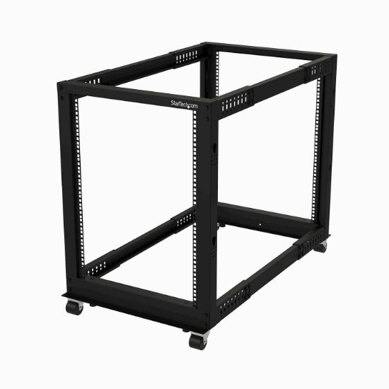 Image de StarTech.com Rack Serveur Mobile 15U 4 Poteaux, Rack Réseau 19" 4 Poteaux avec Roulettes, Rack Roulant avec Profondeur Ajustable pour PC/AV/Données/Informatique - Roulettes, ... (4POSTRACK15U)