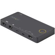 Image de StarTech.com Switch KVM Hybride 2 Ports USB-A + HDMI & USB-C - Écran Unique HDMI 2.0 4K 60Hz - Commutateur KVM Compact HDMI Desktop et/ou Laptop - Alimenté par Bus USB - Compa ... (SV221HUC4K)