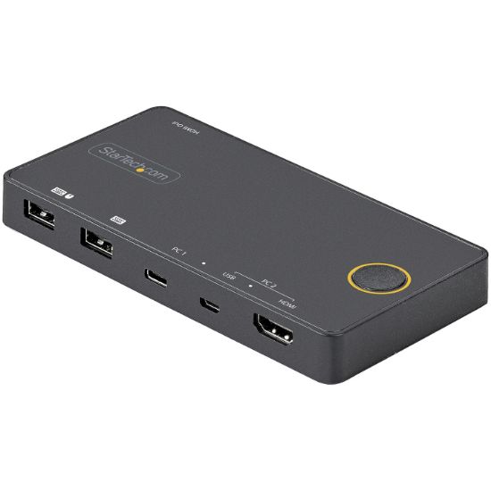 Image de StarTech.com Switch KVM Hybride 2 Ports USB-A + HDMI & USB-C - Écran Unique HDMI 2.0 4K 60Hz - Commutateur KVM Compact HDMI Desktop et/ou Laptop - Alimenté par Bus USB - Compa ... (SV221HUC4K)