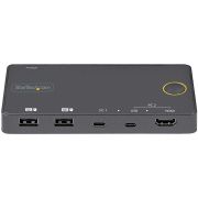 Image de StarTech.com Switch KVM Hybride 2 Ports USB-A + HDMI & USB-C - Écran Unique HDMI 2.0 4K 60Hz - Commutateur KVM Compact HDMI Desktop et/ou Laptop - Alimenté par Bus USB - Compa ... (SV221HUC4K)