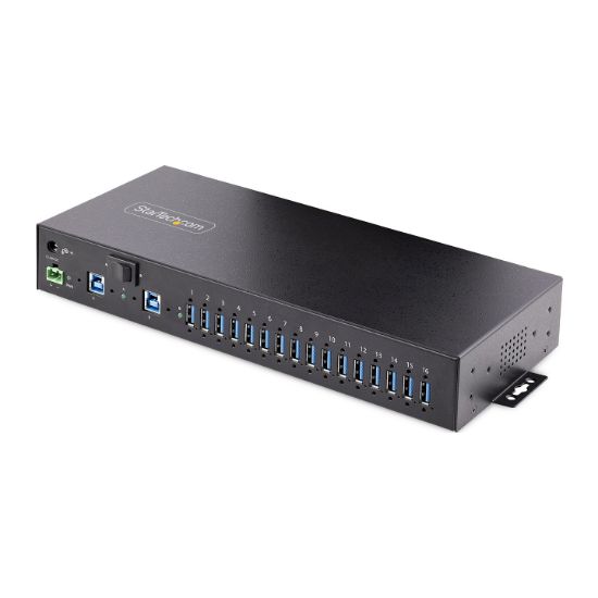 Image de StarTech.com Hub USB 3.0 5Gbps Industriel à 16 Ports - Montage DIN/Surface/Rack - Protection ESD - Commutateur USB 3.0 Alimenté, Jusqu'à 120W de Charge USB Partagée - ... (5G16AINDS-USB-A-HUB)