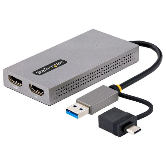 Image de StarTech.com Adaptateur USB vers Double HDMI - USB A/C vers 2 Écrans HDMI (1x 4K30Hz, 1x 1080p) - Dongle Intégré USB-A vers C, Câble de 11cm - Adaptateur USB 3.0 vers HDMI ... (107B-USB-HDMI)