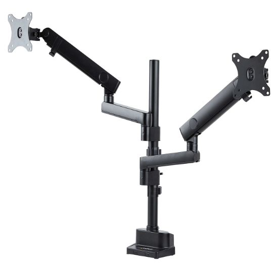 Image de StarTech.com Support Double Écran PC - Bras Double Moniteur VESA - 32" 8kg - Empilables Verticalement - Porte 2 Écrans Hauteur Réglable/Articulé - Fixation Pince/œillet (ARMDUALPIVOT)