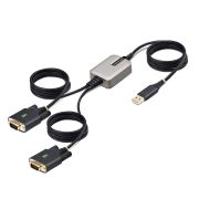 Image de StarTech.com changeur de genre de câble USB-A 2 x DB-9 RS-232 Noir, Gris (2P6FFC-USB-SERIAL)