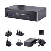 Image de StarTech.com Switch KVM USB C - KVM DisplayPort à 2 ports Vidéo HDR UHD 4K 60Hz - Audio 3.5, Hub 5Gbps 4x USB HID et 2x USB 1 3.2 Gen 1 - Commutateur KVM USB Type-C - Compatib ... (SV231DPUCA)