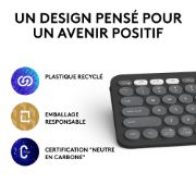 Image de Logitech Pebble Keys 2 K380s clavier Universel RF sans fil + Bluetooth AZERTY Français Graphite (920-011803)