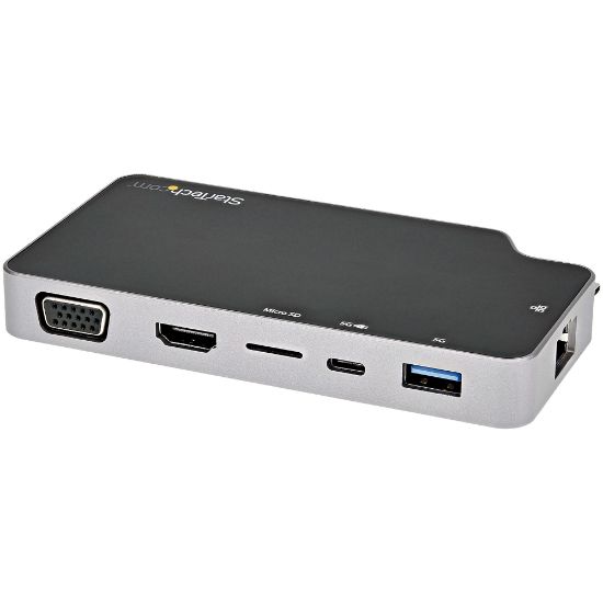 Image de StarTech.com Adaptateur Multiport USB C - USB-C vers 4K HDMI ou VGA avec 100W Power Delivery Pass-through, 2-Port 10Gbps USB Hub, MicroSD, GbE - USB 3.1 Type-C Mini/Travel D ... (CDP2HVGUASPD)