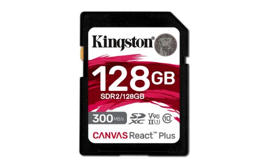 Image de Kingston Technology 128GB Canvas React Plus SDXC UHS-II 300R/260W U3 V90 for Full HD/4K/8K (SDR2/128GB)