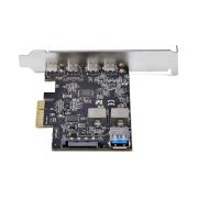 Image de StarTech.com Carte PCIe USB à 5 Ports, USB 3.2 10Gbps, Carte PCI Express avec 4x USB-C et 1x USB-A interne, Carte Contrôleur USB PCIe, Windows/macOS/Linux (PS4C3IA3-USB-C-CARD)