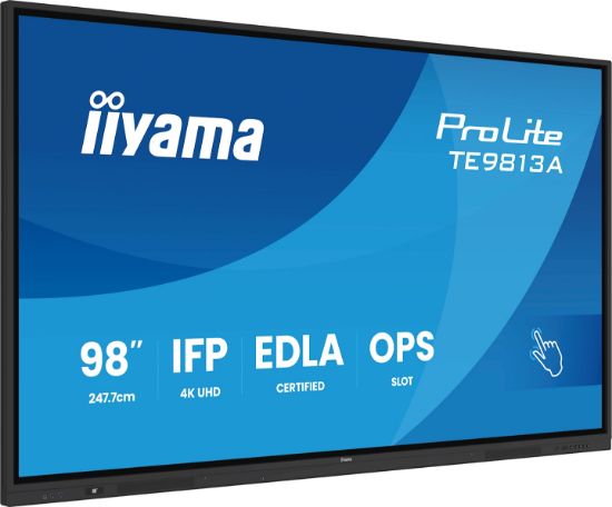 Image de iiyama Écran d'affichage dynamique Écran plat interactif 2,48 m (97.5") Wifi 500 cd/m² 4K Ultra HD Noir Écran tactile Intégré dans le processeur Android 18/7 (TE9813A-B1AG)