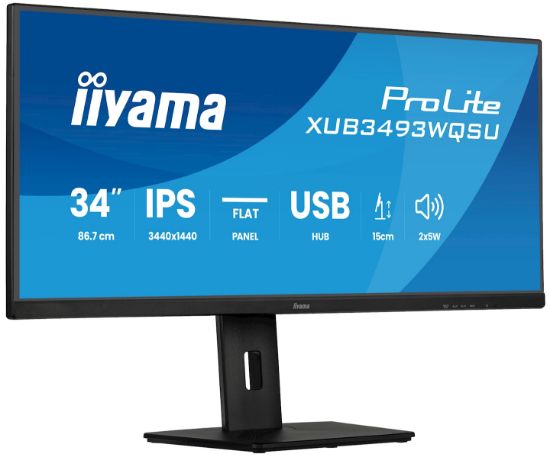 Image de iiyama ProLite écran plat de PC 86,4 cm (34") 3440 x 1440 pixels UltraWide Quad HD LED Noir (XUB3493WQSU-B6)