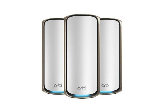 Image de NETGEAR Orbi 970 Series Quad-Band WiFi 7, 3-Pack Quad-band (2.4 GHz / 5 GHz-1 / 5 GHz-2 / 6 GHz) Wi-Fi 6 (802.11ax) Gris Interne (RBE973S-100EUS)