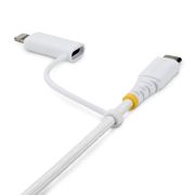 Image de StarTech.com Câble de Recharge USB-C Robuste 2 en 1 de 1m avec Adaptateur Lightning, 30W/60W (3A), Certifié Apple MFi, Câble de Recharge USB-C Tressé pour iPhone/iPad/An ... (1M-U2-LNTC-CABLE)
