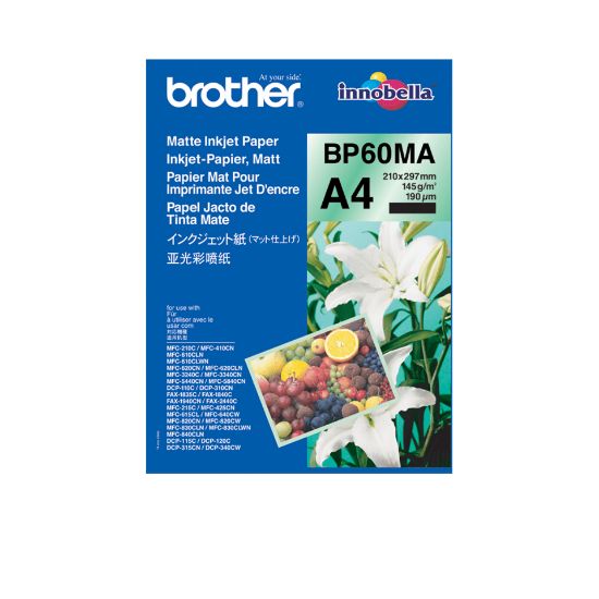 Image de Brother BP60MA Inkjet Paper papier jet d'encre A4 (210x297 mm) Mat 25 feuilles Blanc (BP-60MA)