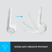 Image de Logitech H390 Casque Avec fil Arceau Bureau/Centre d'appels USB Type-A Blanc (981-001286)