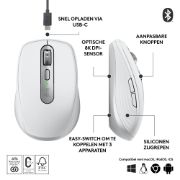 Image de Logitech MX Anywhere 3S souris Bureau Droitier RF sans fil + Bluetooth Laser 8000 DPI (910-006930)