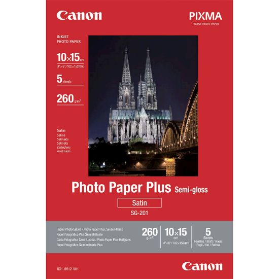Image de Canon Papier Photo Satiné 10 × 15cm SG-201 - 5 feuilles (1686B072)