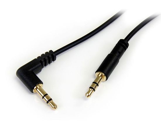 Image de StarTech.com Câble audio slim Mini-Jack 3,5 mm vers Mini-Jack 3,5 mm coudé à angle droit de 1,8 m - M/M (MU6MMSRA)