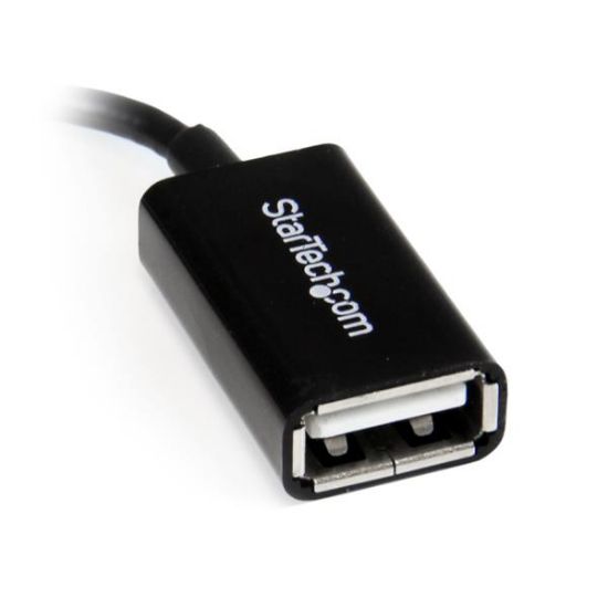 Image de StarTech.com Câble adaptateur Micro USB à angle droit vers USB Host OTG de 12cm - Mâle / Femelle (UUSBOTGRA)