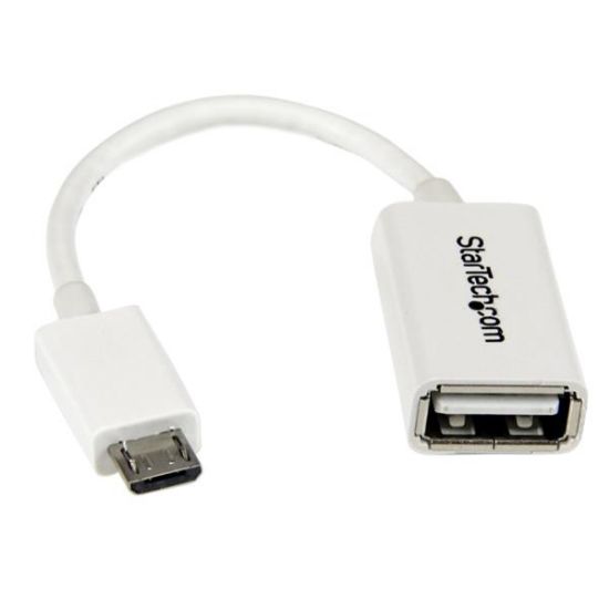Image de StarTech.com Câble adaptateur Micro USB vers USB Host OTG de 12cm - Mâle / Femelle - Blanc (UUSBOTGW)