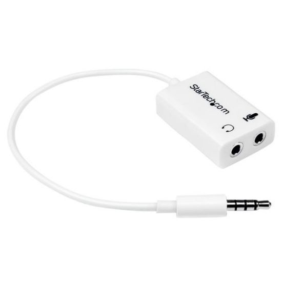 Image de StarTech.com Adaptateur pour casque avec prises pour écouteur et microphone séparées - Mini-Jack 3,5mm 1x (M) 2x (F) - Blanc (MUYHSMFFADW)