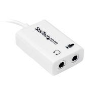 Image de StarTech.com Adaptateur pour casque avec prises pour écouteur et microphone séparées - Mini-Jack 3,5mm 1x (M) 2x (F) - Blanc (MUYHSMFFADW)