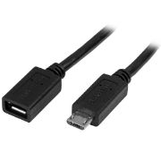 Image de StarTech.com Câble d'extension Micro USB de 50 cm - M/F - Noir (USBUBEXT50CM)