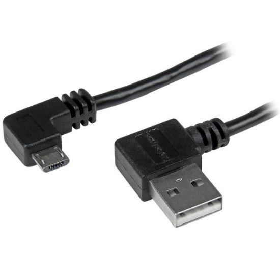 Image de StarTech.com Câble USB A vers Micro B de 1 m avec connecteurs coudés à angle droit - M/M - Noir (USB2AUB2RA1M)