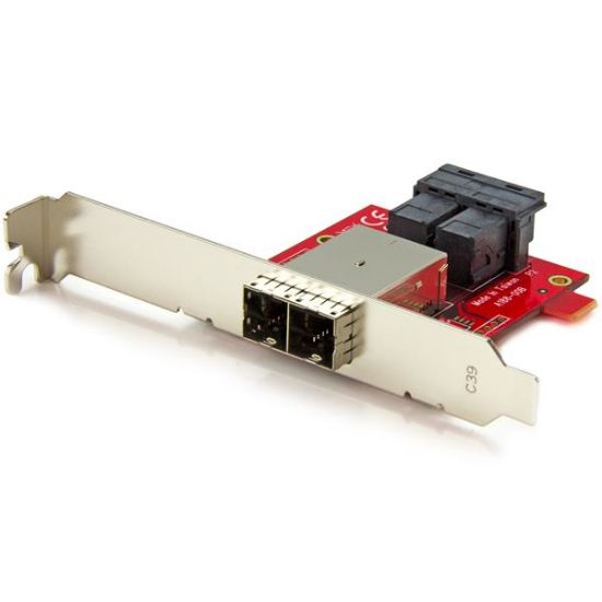 Image de StarTech.com Adaptateur Mini SAS 2x SFF-8643 interne vers 2x SFF-8644 externe avec supports - 12 Gb/s (SFF86448PLT2)