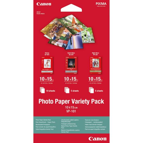 Image de Canon Pack variété de papier photo 4 × 6" (10 × 15 cm) VP-101 de , 20 feuilles (0775B078)