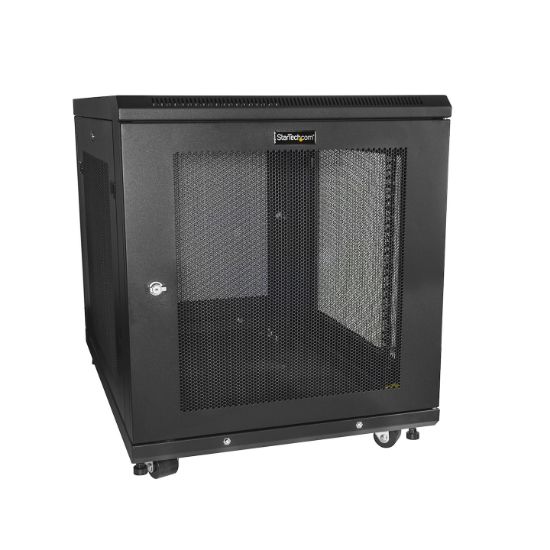 Image de StarTech.com Armoire Rack Serveur 12U à 4 Montants, Armoire Verrouillable 19" pour Ordinateur/AV/Équipement IT, Rack Réseau pour Bureau/Domicile avec Roulettes et Rails de Mont ... (RK1233BKM)