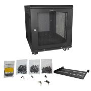 Image de StarTech.com Armoire Rack Serveur 12U à 4 Montants, Armoire Verrouillable 19" pour Ordinateur/AV/Équipement IT, Rack Réseau pour Bureau/Domicile avec Roulettes et Rails de Mont ... (RK1233BKM)