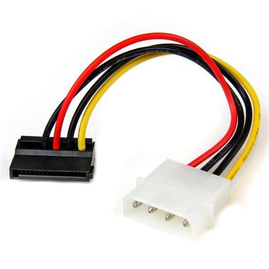 Image de StarTech.com Adaptateur de câble d’alimentation LP4 vers SATA à angle gauche 4 broches - 15 cm (SATAPOWADPL)