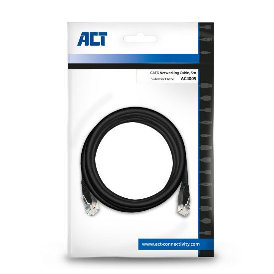 Image de ACT câble de réseau Noir 5 m Cat6 U/UTP (UTP) (AC4005)