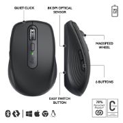 Image de Logitech MX Anywhere 3S for Business souris Bureau Droitier RF sans fil + Bluetooth Laser 8000 DPI (910-006958)