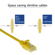 Image de ACT Gele 2 meter LSZH U/UTP CAT6 datacenter slimline patchkabel met RJ45 connectoren câble de réseau Jaune 2 m U/UTP (UTP) (DC9802)