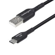 Image de StarTech.com Câble de Charge USB-A vers USB-C de 30 cm, Charge et Synchronisation, 3A, USB 2.0, Gaine TPE - Cordon de Charge USB Noir (USB2AC30CMBK)