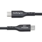 Image de StarTech.com Câble de Charge USB-A vers USB-C de 15 cm, Charge et Synchronisation, 3A, USB 2.0, Gaine TPE - Cordon de Charge USB Noir (USB2AC15CMBK)