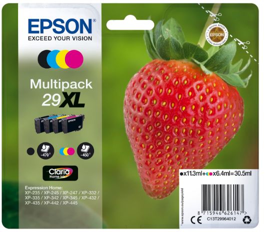 Image de Epson Strawberry Multipack "Fraise" 29XL - Encre Claria Home N,C,M,J (C13T29964012)
