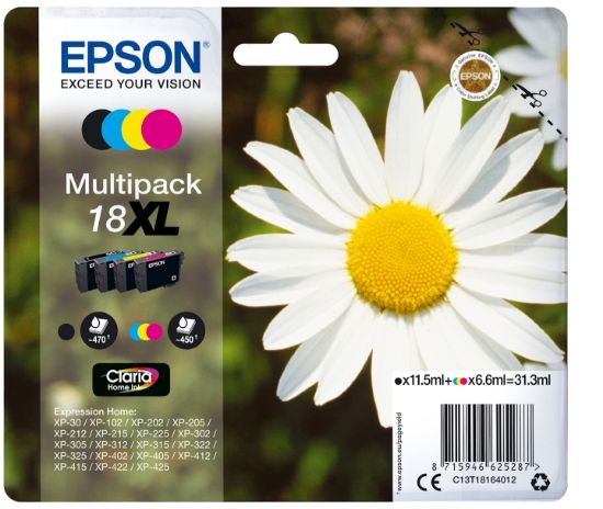 Image de Epson Daisy Multipack "Pâquerette" 18XL - Encre Claria Home N,C,M,J (C13T18164012)