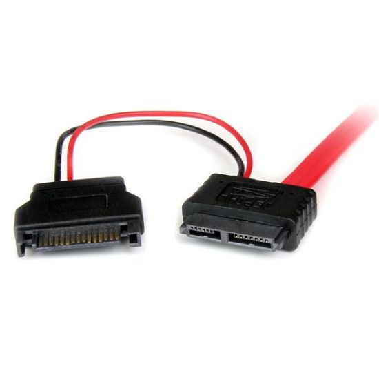 Image de StarTech.com Câble adaptateur de 50 cm Slimline SATA femelle vers SATA avec alimentation SATA (SLSATAF50CMS)