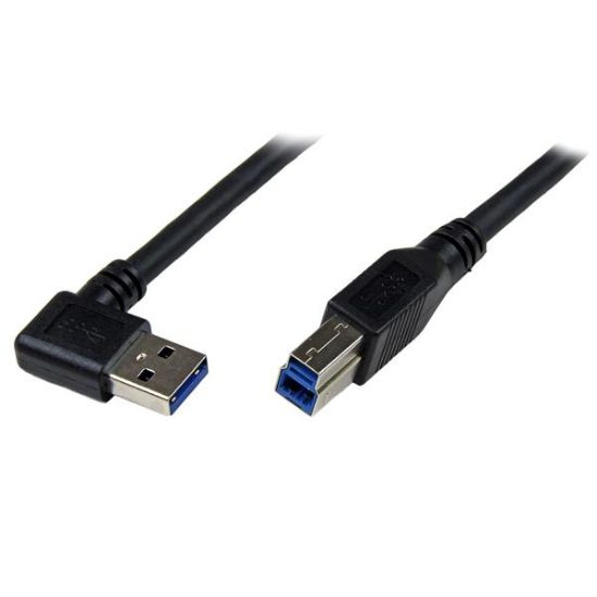 Image de StarTech.com Câble USB 3.0 SuperSpeed A vers B coudé à angle droit 1 m - M/M - Noir (USB3SAB1MRA)