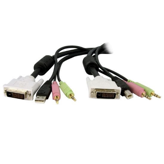 Image de StarTech.com Câble de commutateur KVM DVI-D Dual Link USB 4 en 1 de 1,8 m avec audio et microphone (DVID4N1USB6)