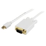 Image de StarTech.com Adaptateur Mini DisplayPort vers VGA - Câble Display Port Mâle VGA Mâle 1920x1200 - Blanc 91cm (MDP2VGAMM3W)